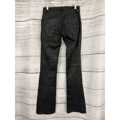 Zadig & Voltaire Black Faux Leather Flare Hippie Cuir Froisse Pants Size 34