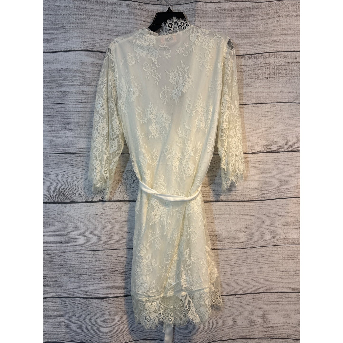 Day Of Blossom Lace Kimono Robe With Floral Design OS