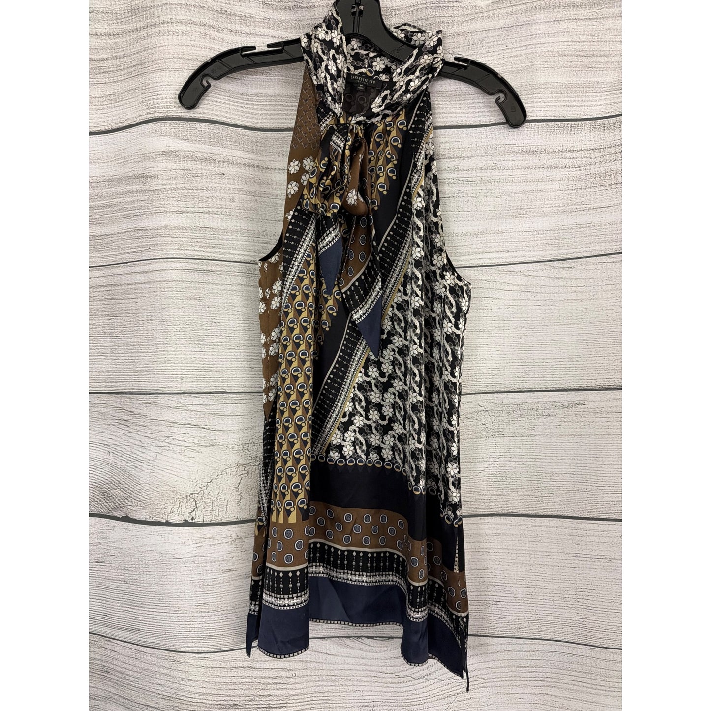 Lafayette 148 New York Sleeveless Scarf-Tie Blouse Size M