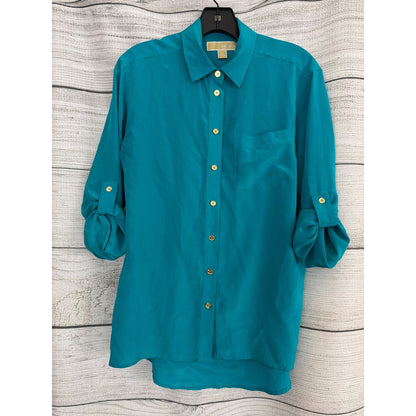 Michael Michael Kors Teal Button-Down Roll-Up Sleeves Shirt Size XS