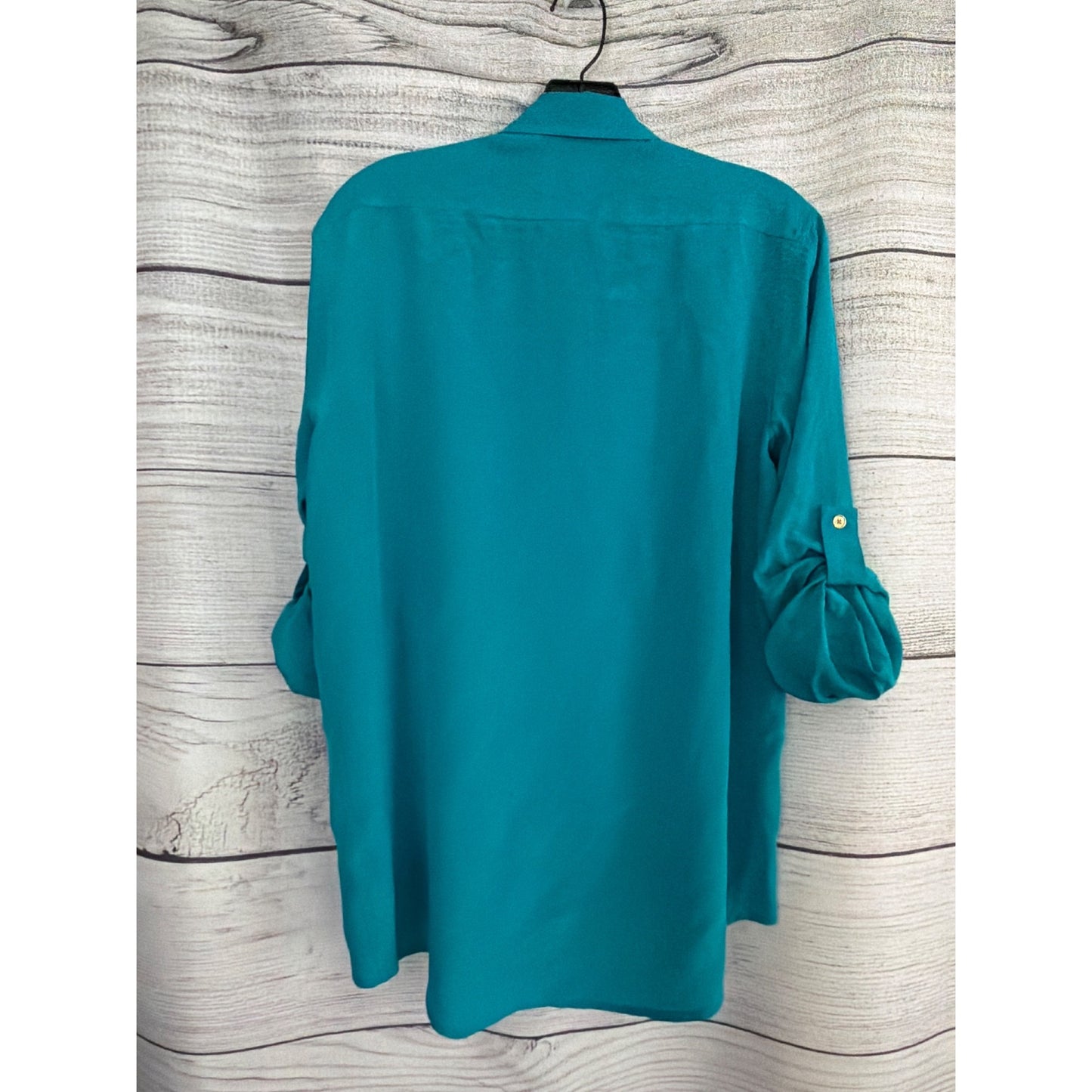 Michael Michael Kors Teal Button-Down Roll-Up Sleeves Shirt Size XS