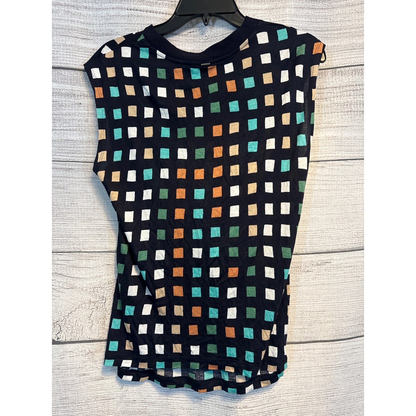 Hugo Boss Esanta Multi Color Check Draped Sleeveless Top M