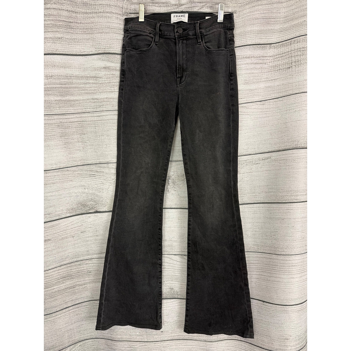 Frame Le High Flare Black Denim Jeans Size 27