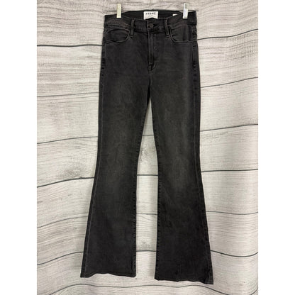 Frame Le High Flare Black Denim Jeans Size 27