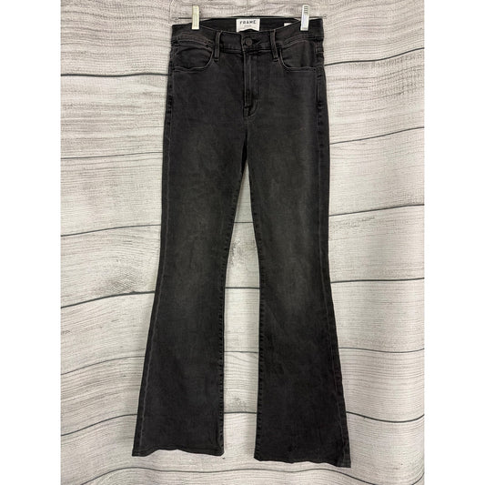 Frame Le High Flare Black Denim Jeans Size 27