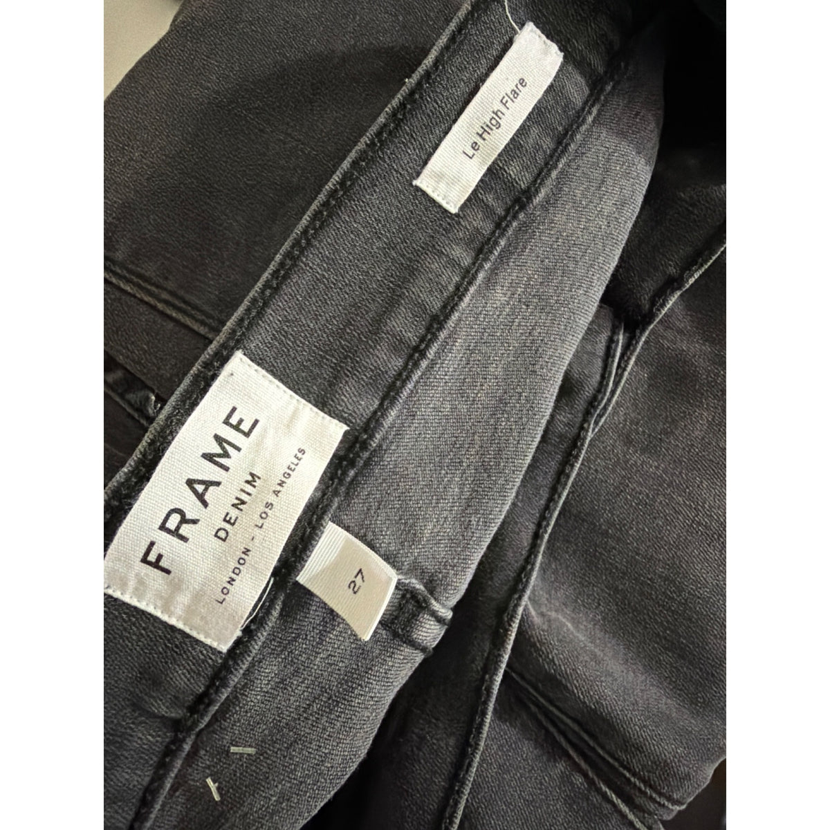 Frame Le High Flare Black Denim Jeans Size 27