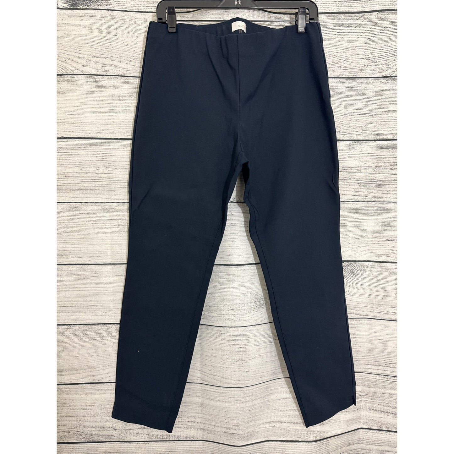 Ecru Navy Blue Pull On Stretch Ankle Pants Size 12