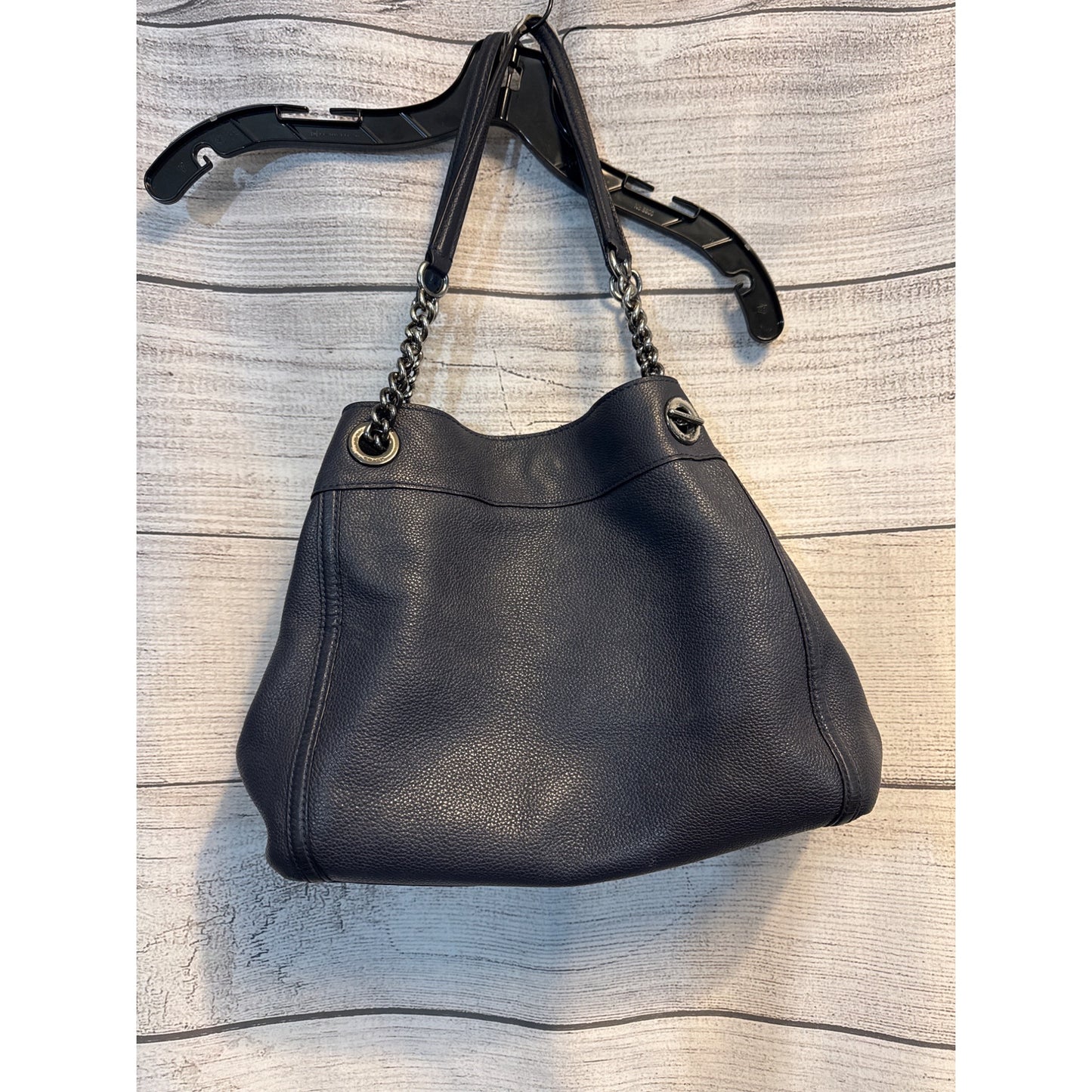 Coach Turnlock Edie Shoulder Bag Purse Dark blue pebbled Leather