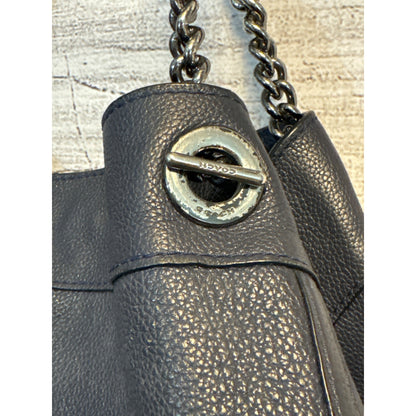 Coach Turnlock Edie Shoulder Bag Purse Dark blue pebbled Leather