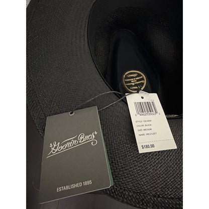 NWT Goorin Bros. Welfleet Black Panama Hat Size Medium 57CM