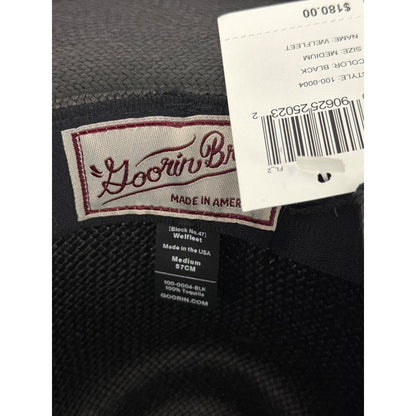 NWT Goorin Bros. Welfleet Black Panama Hat Size Medium 57CM