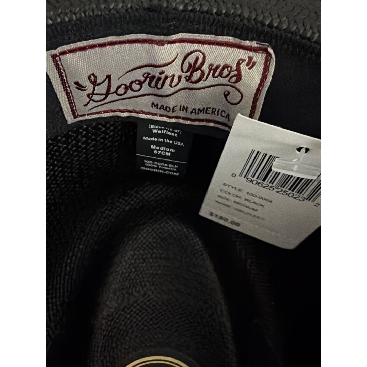 NWT Goorin Bros. Welfleet Black Panama Hat Size Medium 57CM