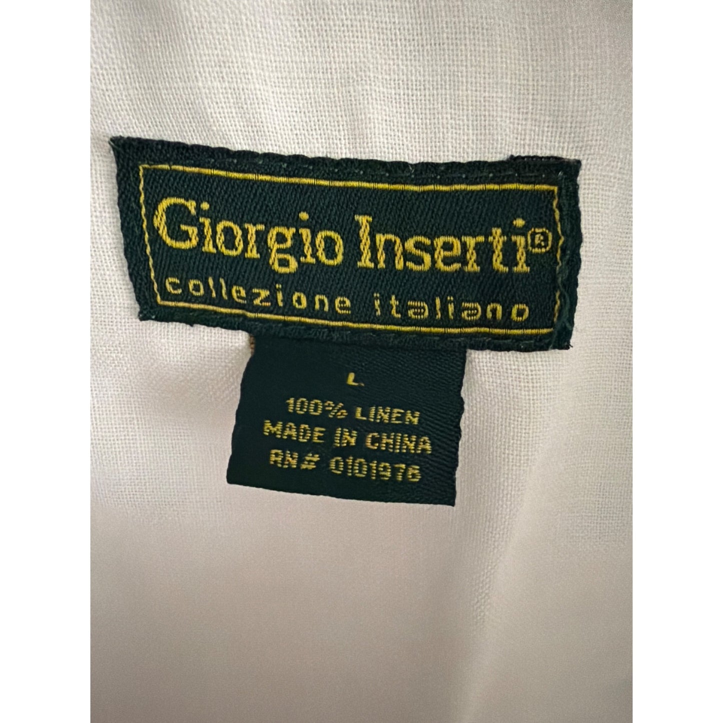 Mens Giorgio Inserti White Linen Button-Up Shirt Size L