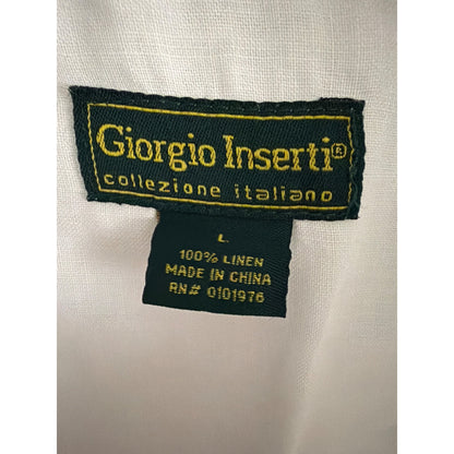 Mens Giorgio Inserti White Linen Button-Up Shirt Size L
