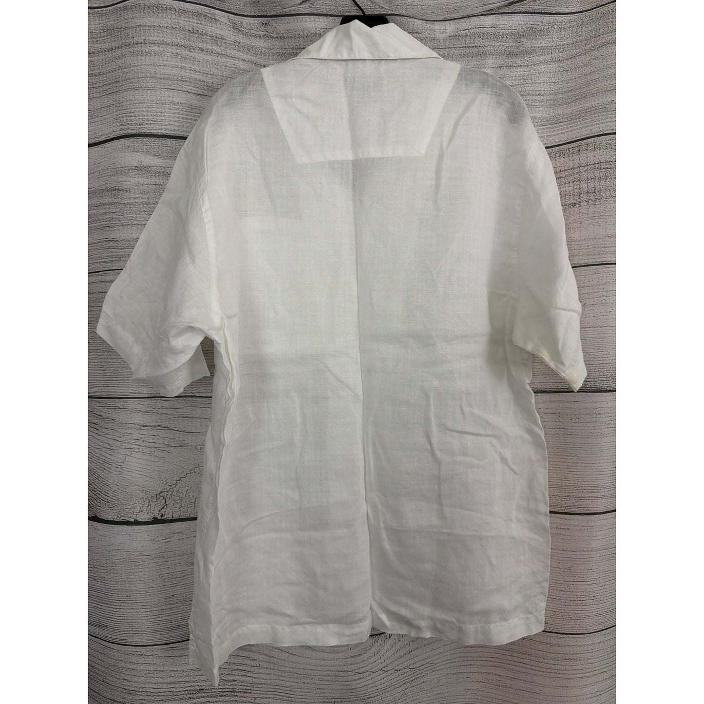 Mens Giorgio Inserti White Linen Button-Up Shirt Size L