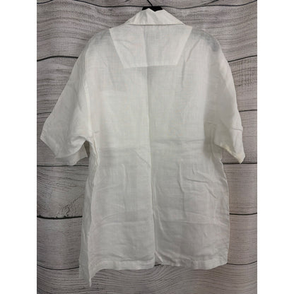 Mens Giorgio Inserti White Linen Button-Up Shirt Size L