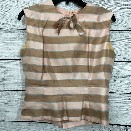 Vintage Kleinarts Sleeveless Striped Blouse w Bow Size S