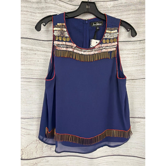 NWT Sam Edelman Bohemian Rhapsody Metallic Sequined Sleeveless Blouse Size M