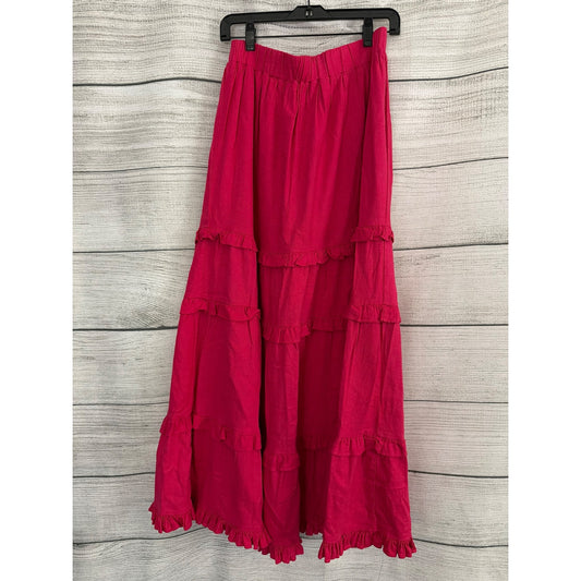NWT Cupio Linen Brightrose Tiered Maxi Skirt Size S