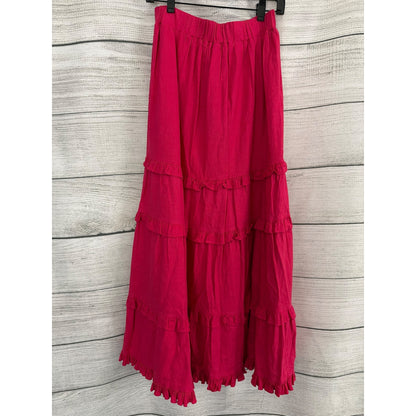NWT Cupio Linen Brightrose Tiered Maxi Skirt Size S