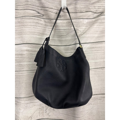Tory Burch Navy Thea Hobo Bag With Tassel and Gold Hardware