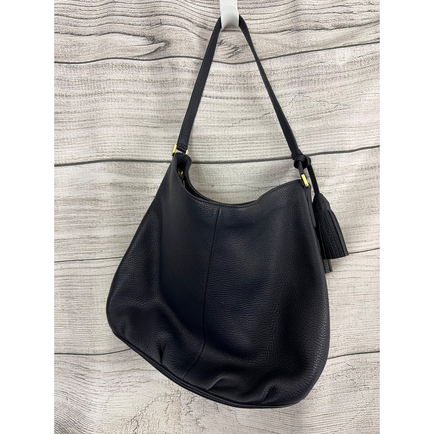 Tory Burch Navy Thea Hobo Bag With Tassel and Gold Hardware