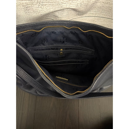 Tory Burch Navy Thea Hobo Bag With Tassel and Gold Hardware