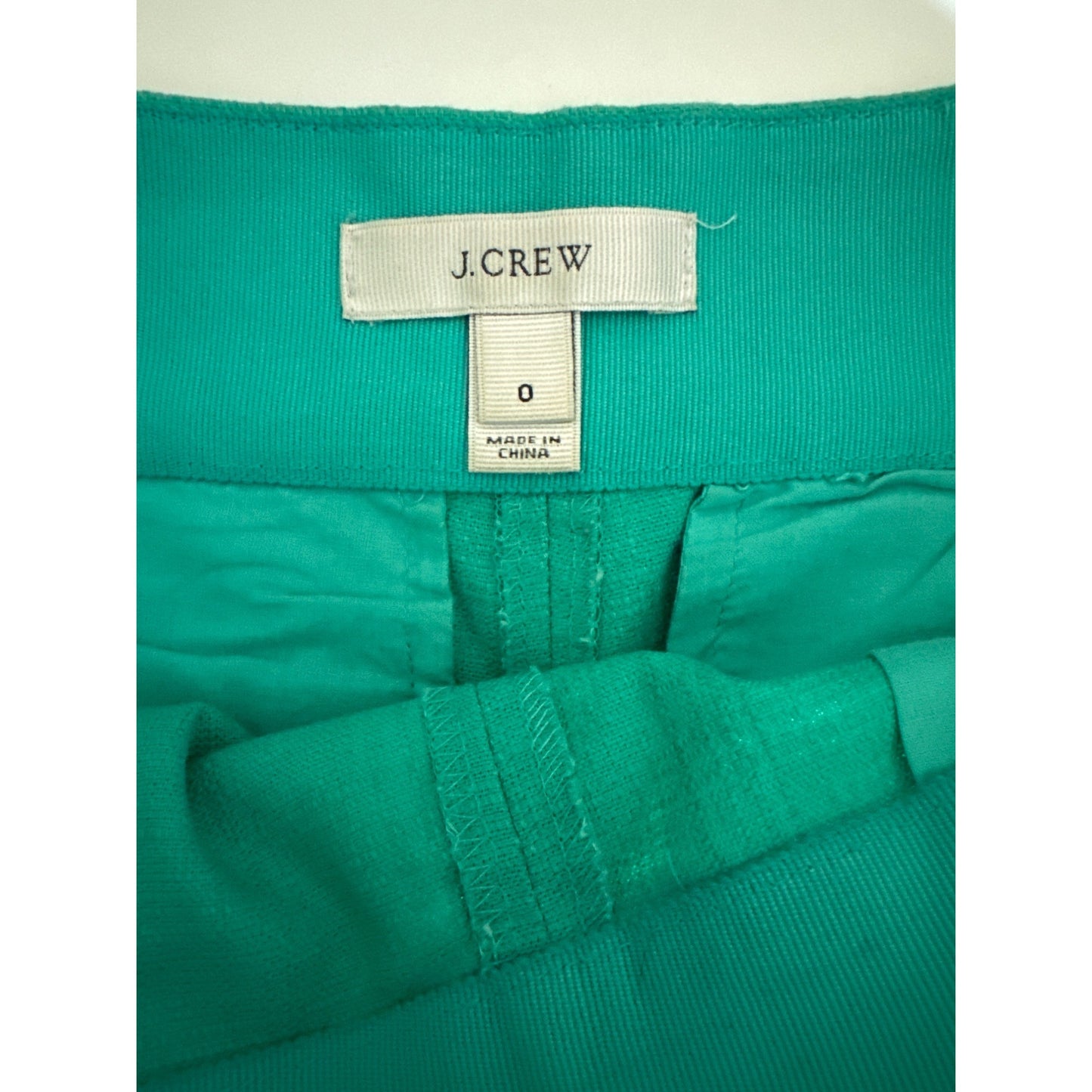 J.Crew Side Zipper Linen Green Shorts Size 0