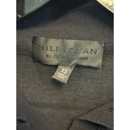 Nili Lotan Black Knitted Polo Shirt Size XS