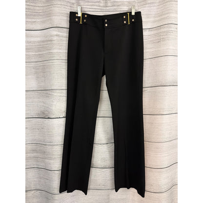 Vertigo Paris Black Wide-Leg Stretch Pants With Gold Hardware Size S