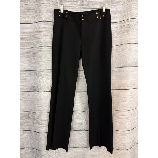 Vertigo Paris Black Wide-Leg Stretch Pants With Gold Hardware Size S