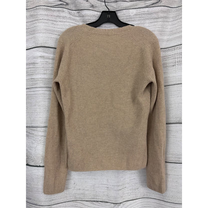 Vince Cashmere Ribbed Beige Long-Sleeve Sweater Size L