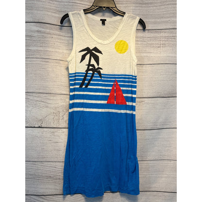 J. Crew Beach Scene Cotton Sleeveless T Shirt Dress