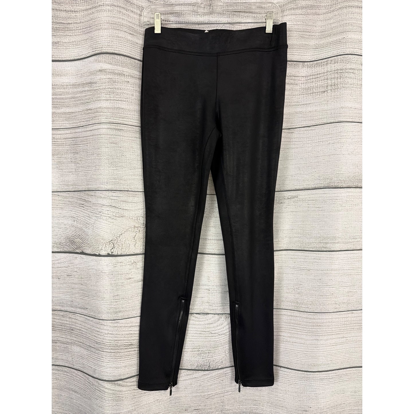 Free People Faux Vegan Leather Black Leggings With Zippered Ankles Size S