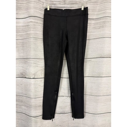Free People Faux Vegan Leather Black Leggings With Zippered Ankles Size S