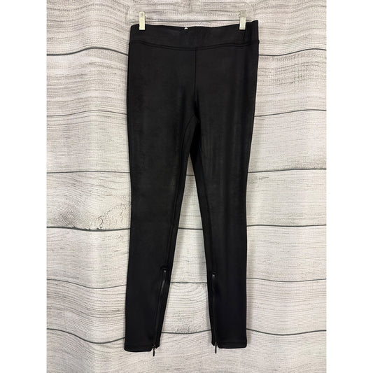 Free People Faux Vegan Leather Black Leggings With Zippered Ankles Size S