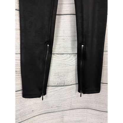 Free People Faux Vegan Leather Black Leggings With Zippered Ankles Size S