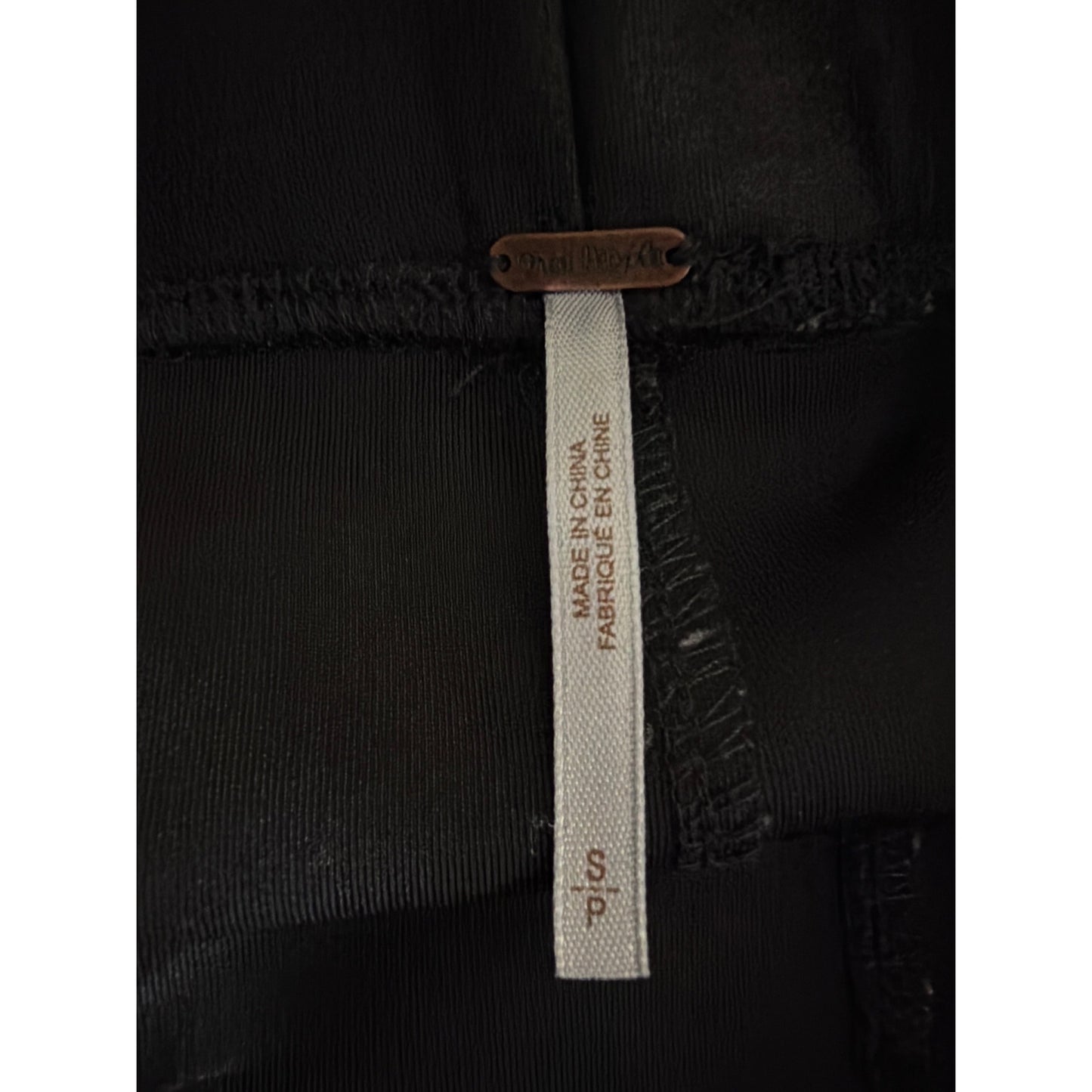 Free People Faux Vegan Leather Black Leggings With Zippered Ankles Size S