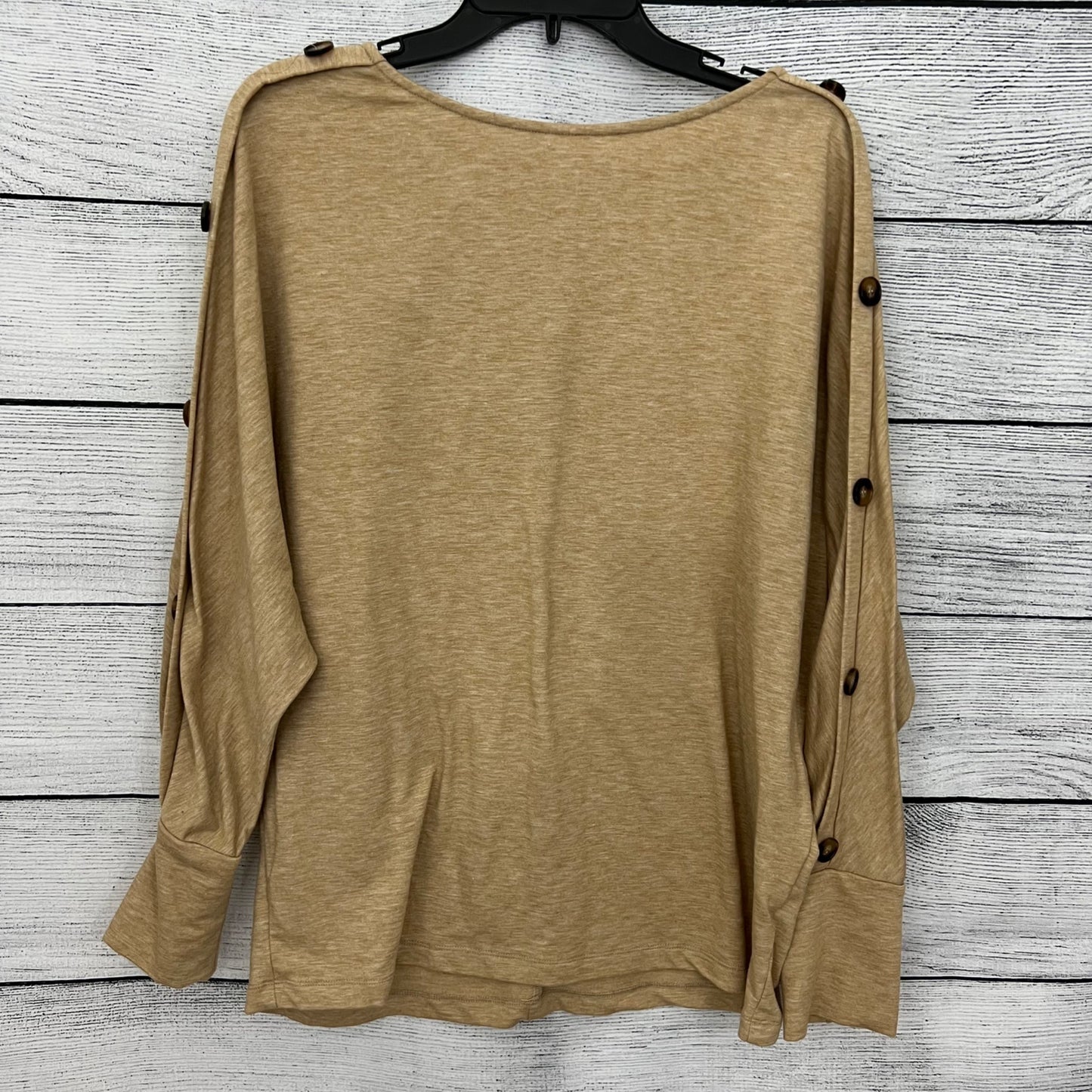 Beige Long Sleeve Button Top, Size XL