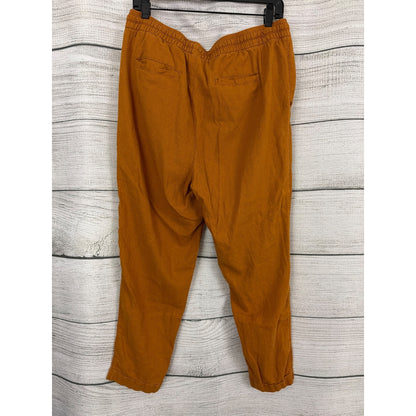Old Navy Rust High-Waisted Cropped Linen-Blend Pants Size L