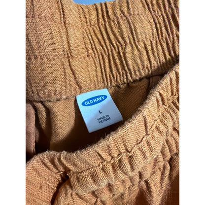 Old Navy Rust High-Waisted Cropped Linen-Blend Pants Size L