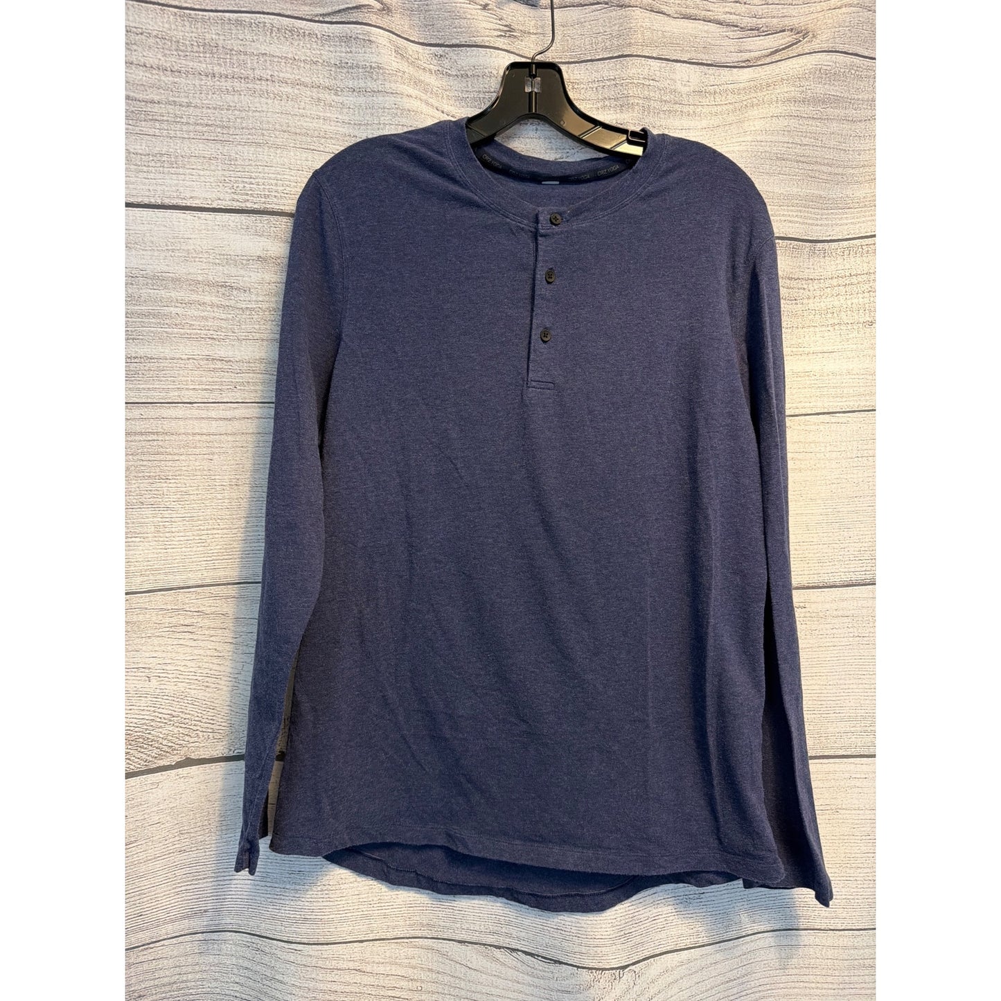 CRZ Yoga Mens Blue Long Sleeve Henley Shirt
