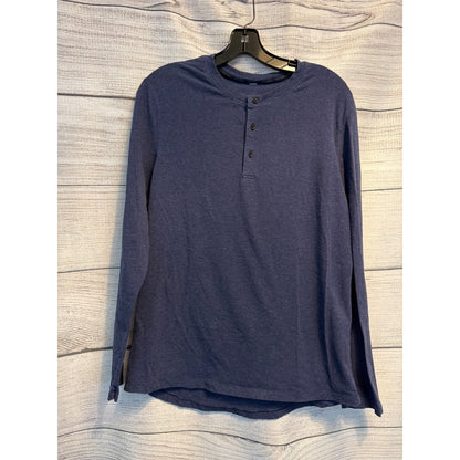 CRZ Yoga Mens Blue Long Sleeve Henley Shirt