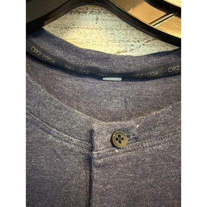 CRZ Yoga Mens Blue Long Sleeve Henley Shirt