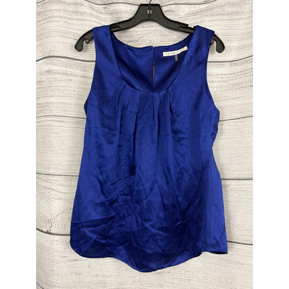 Trina Turk Royal Blue Sleeveless Pleated Scoop Neck Blouse Top L