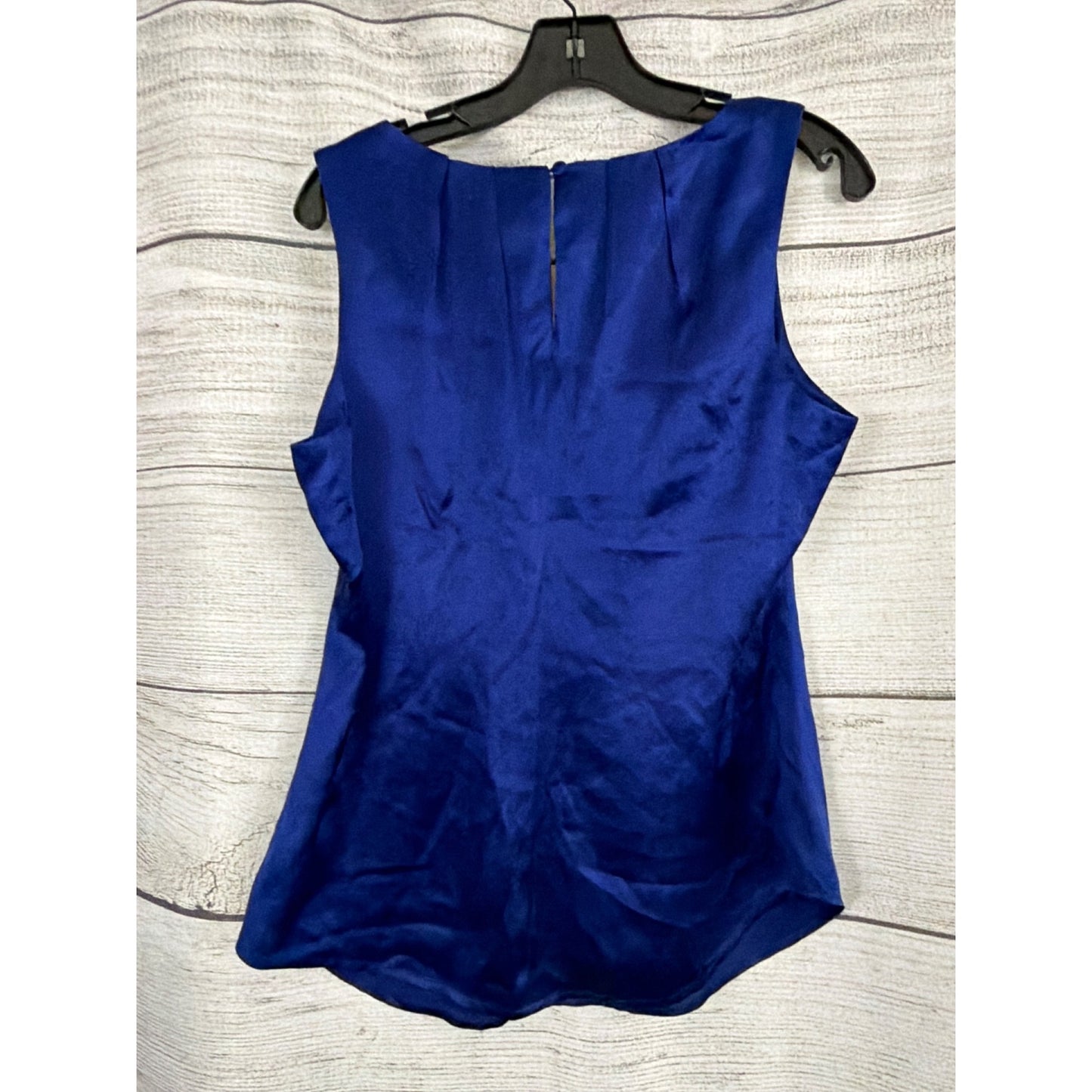 Trina Turk Royal Blue Sleeveless Pleated Scoop Neck Blouse Top L
