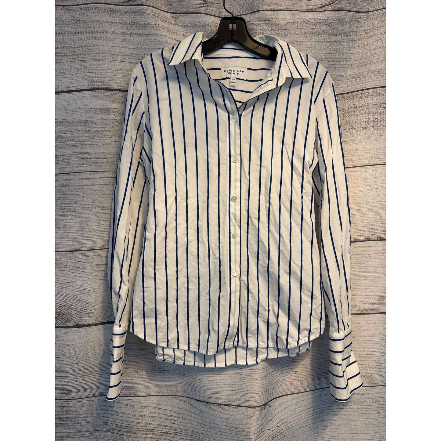 Derek Lam Denim Striped Button-Up Shirt W/ Belt Size M