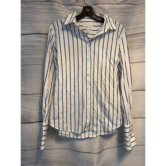 Derek Lam Denim Striped Button-Up Shirt W/ Belt Size M