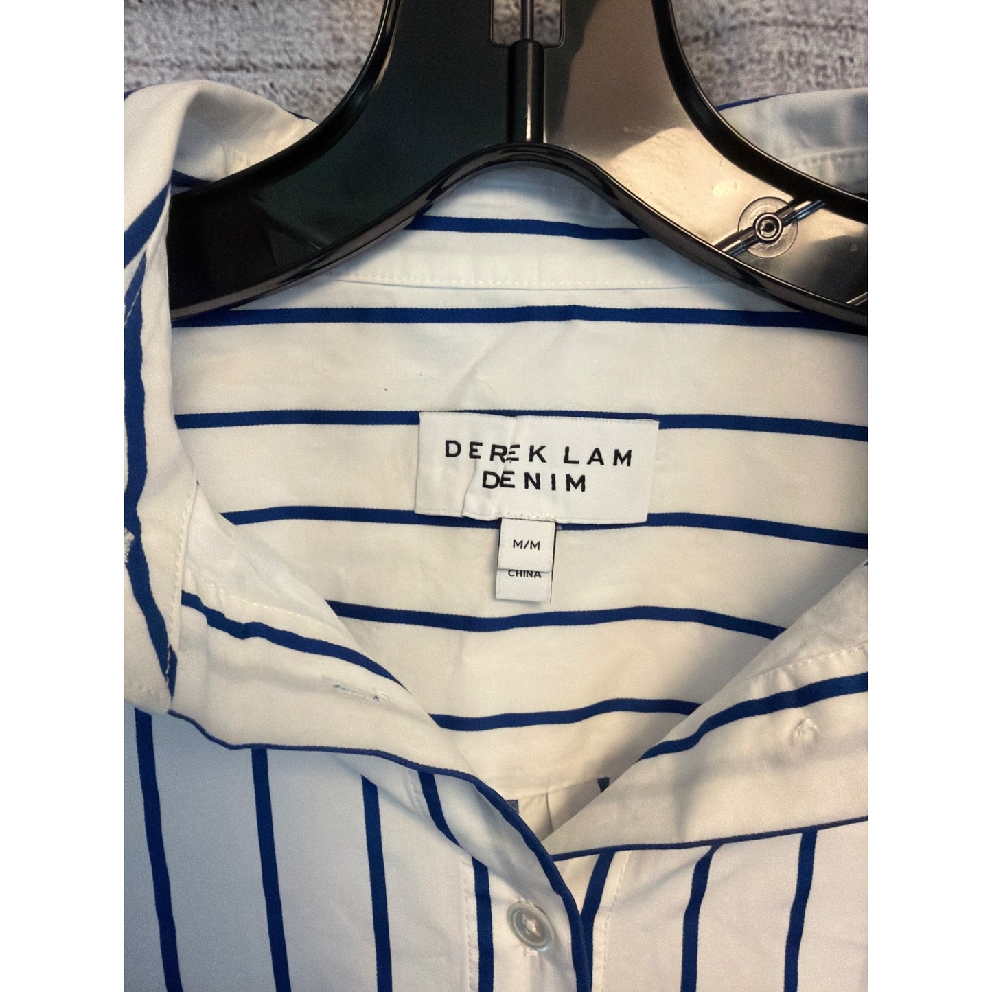 Derek Lam Denim Striped Button-Up Shirt W/ Belt Size M