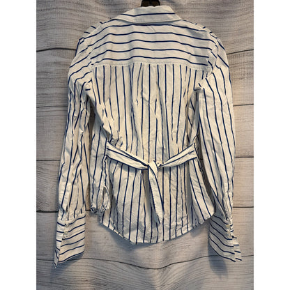 Derek Lam Denim Striped Button-Up Shirt W/ Belt Size M
